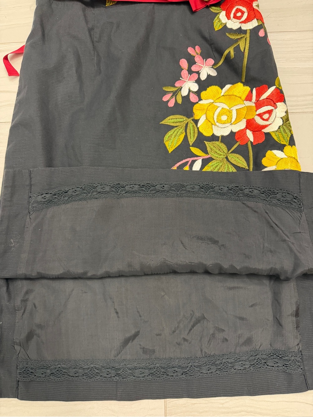 Moulinette Soeurs by Anthropologie Black Floral Rose Embroidery Sheath Dress 8 - Picture 8 of 11